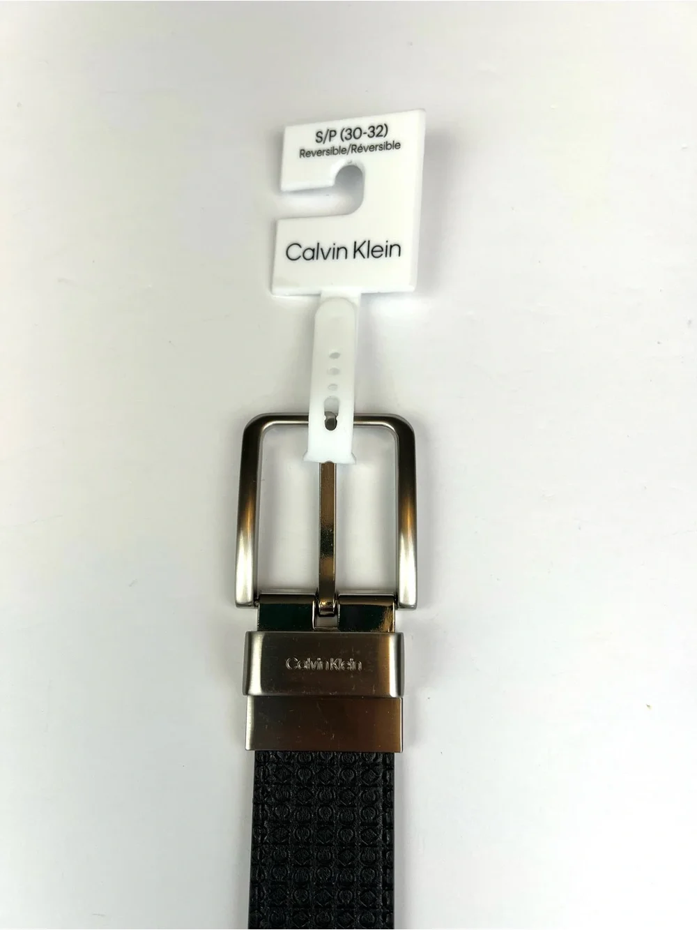 Calvin Klein Men's Micro Logo Strap Reversible Casual Belt Black Size S (30-32)